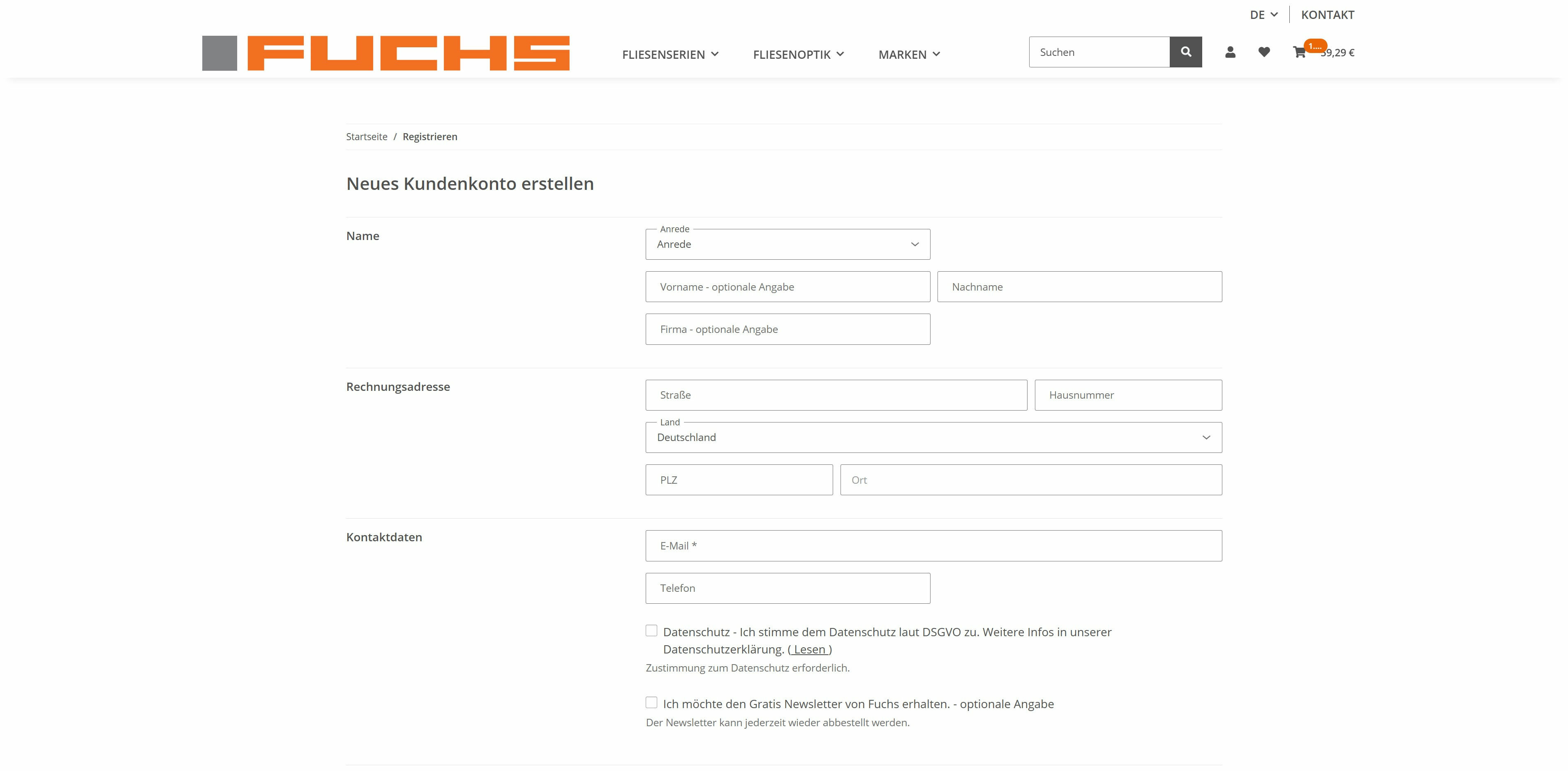 Fuchs Registrierung