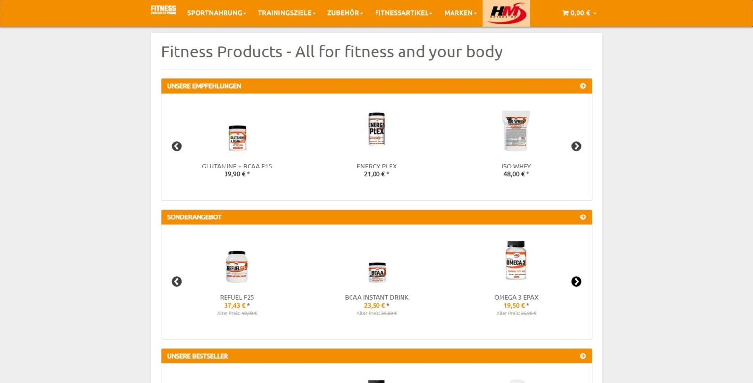 Fitness Products Homepage