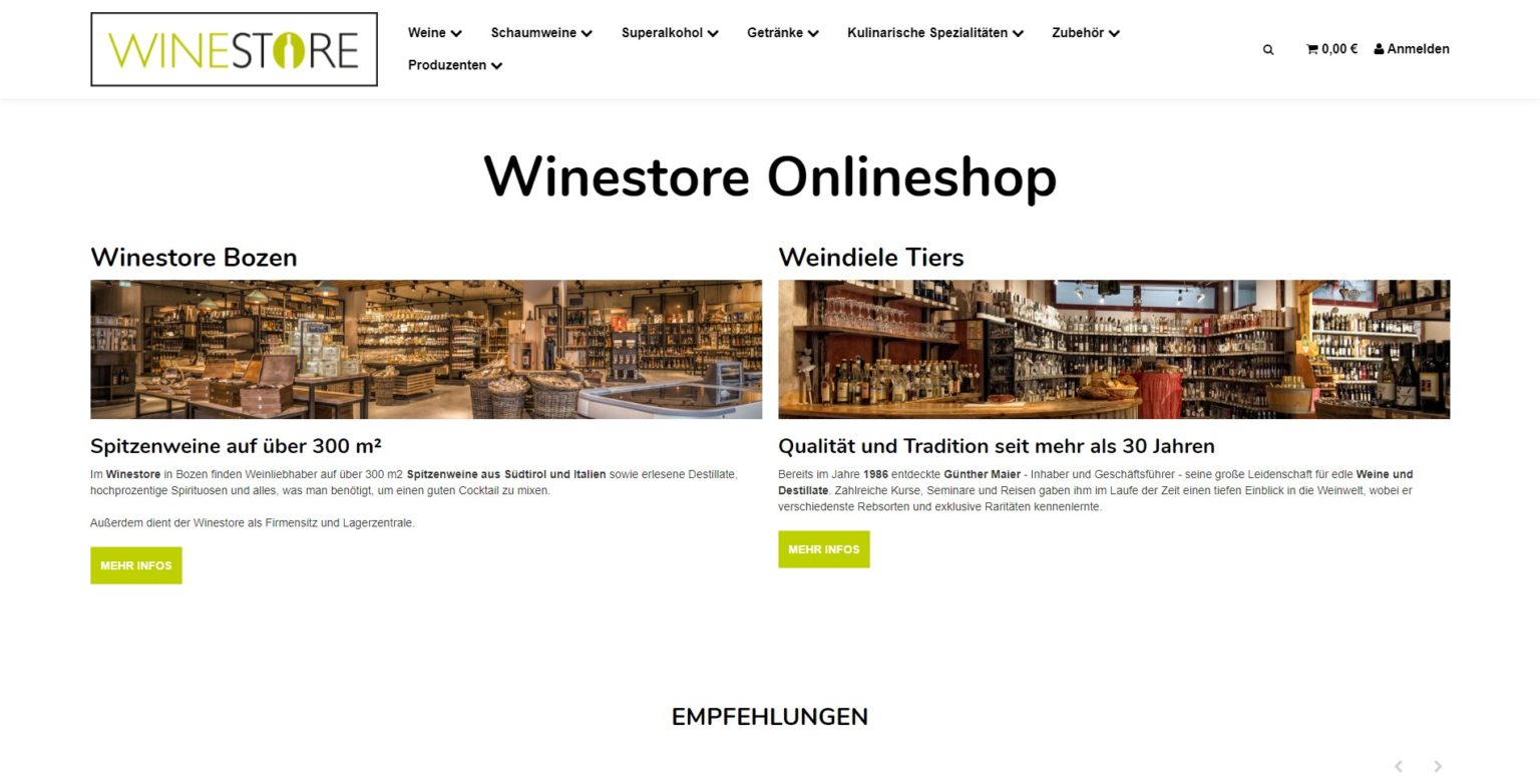 Winestore Homepage