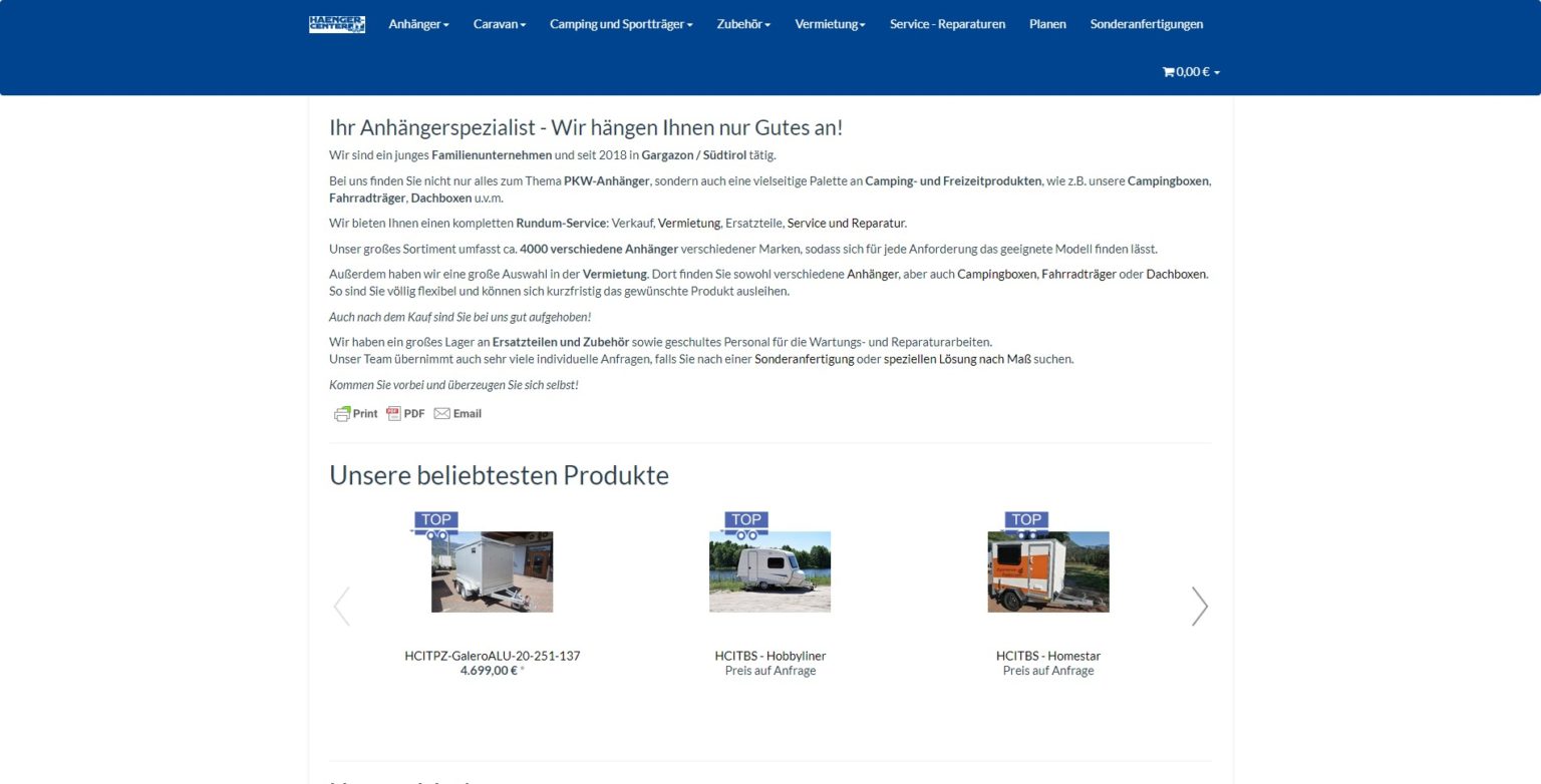 Hänger Center Homepage